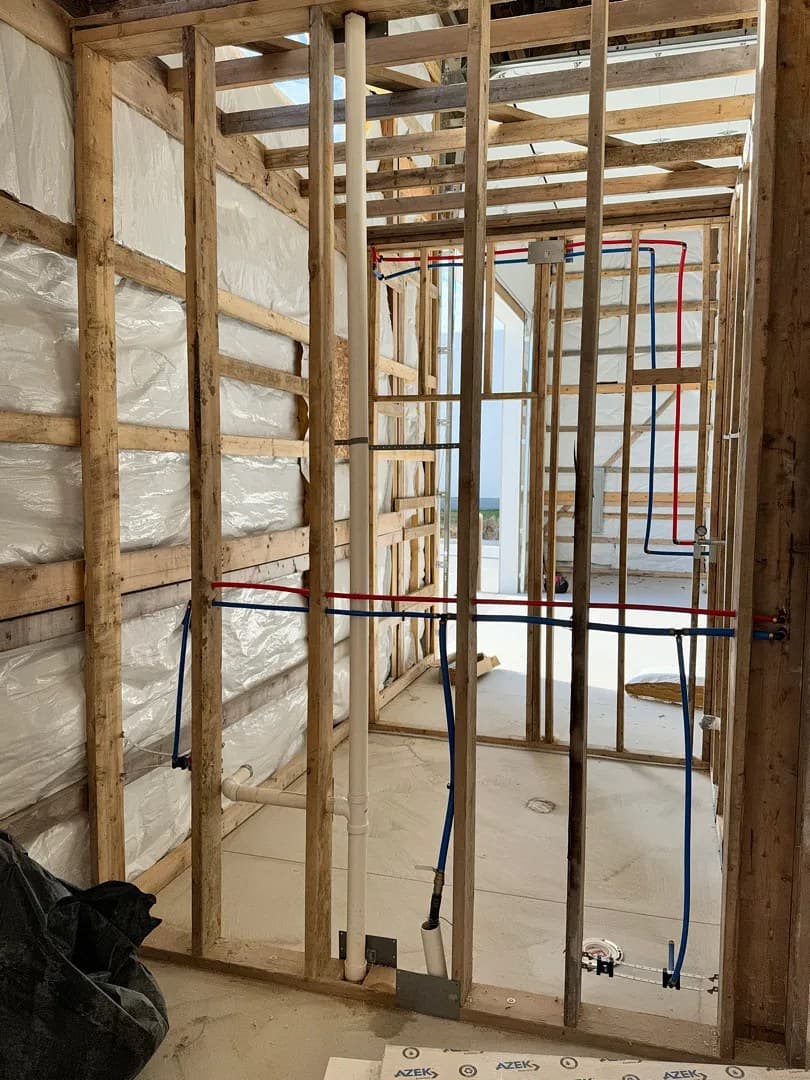 New-construction plumbing rough-in by The Plumbing Company
